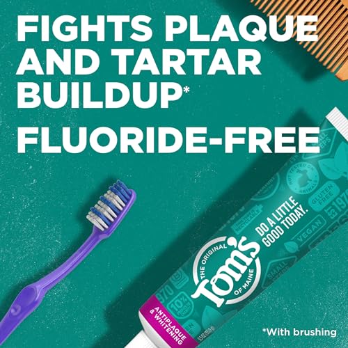 Tom's of Maine Toothpaste - Fluoride-Free Antiplaque & Whitening, Peppermint - 5.5oz (2 Pack)