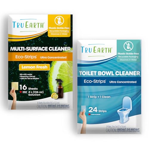 Tru Earth Cleaning Set - Toilet Bowl & Multi-Surface Cleaner Strips, Plastic Jug-Free - 8 Sheets