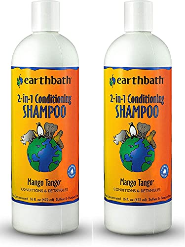 earthbath Dog Shampoo - Gentle 2-in-1 Conditioning, Natural Ingredients, Mango Scent - 16oz (2 Pack)