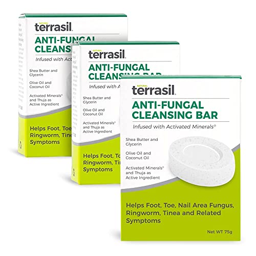 Terrasil Antifungal Soap Bar - Natural Relief for Fungal Infections, Dermatologist Tested - 3-Pack