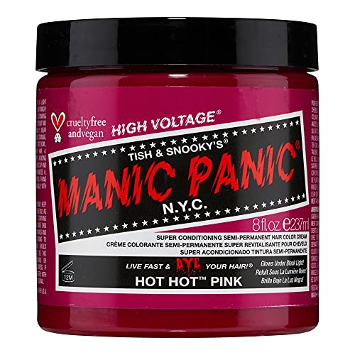 Manic Panic Hot Hot Pink Hair Dye - Vibrant Semi-Permanent Color, Vegan & PPD Free - 8oz