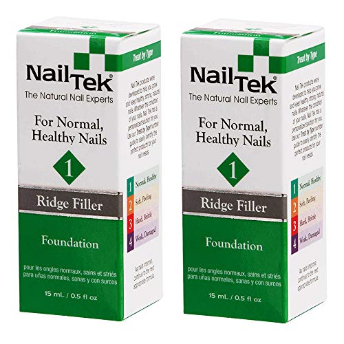 Nail Tek Foundation 1 Nail Strengthening Base Coat - Ridge Filler, Moisturizing, 0.5oz 2-Pack