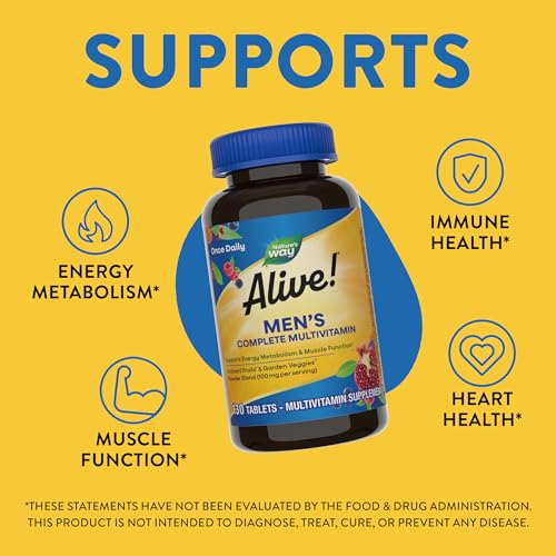 Nature's Way Alive! Men's Multivitamin - Boosts Energy Metabolism, Gluten Free - 130 Tablets