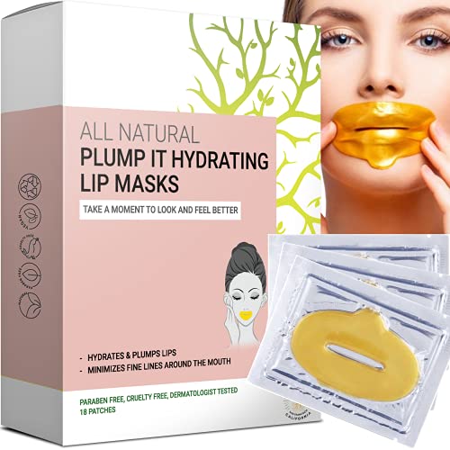 Doppeltree Lip Mask - Hydrating Plumper & Repair for Dry Lips, Natural Ingredients - 18 Patches