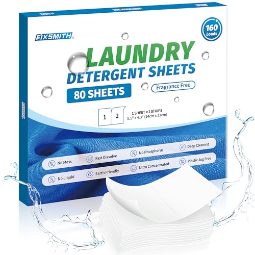 FIXSMITH Laundry Detergent Sheets - Deep Cleaning, Hypoallergenic & Biodegradable - 80 Sheets