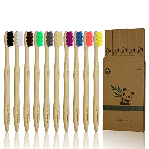 Virgin Forest Bamboo Toothbrush Set - Soft Bristles, Biodegradable Handle, 10 Colors