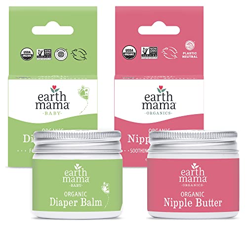 Earth Mama Diaper Balm & Nipple Butter - Non-GMO, USDA Organic, Soothes Sensitive Skin - 2oz