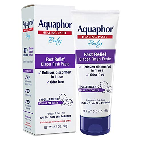 Aquaphor Baby Diaper Rash Paste - Soothing Relief for Severe Rash, 40% Zinc Oxide - 3.5oz Tube