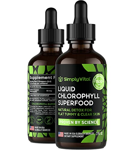 SimplyVital Chlorophyll Liquid Drops - Boost Energy, Support Digestion & Clear Skin - 2 FL OZ