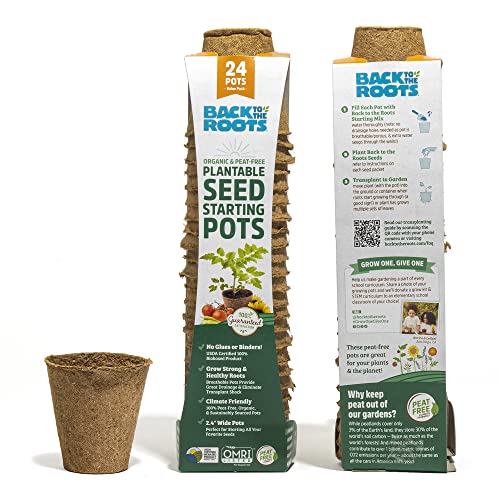 Back to the Roots Plant Grow Kit - Organic Seed Starting Pots, 100% Biobased, 2.4" - 24 CT