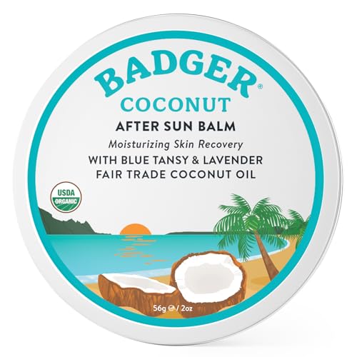 Badger After Sun Balm - Soothes & Hydrates Tight Skin, Organic Ingredients, Tropical Scent - 2 oz