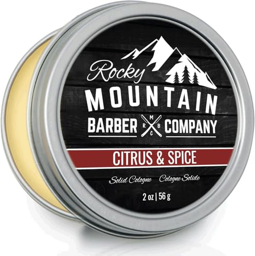 Rocky Mountain Barber Company Solid Cologne - Citrus & Spice, Long-Lasting, Hydrating - 2 Oz