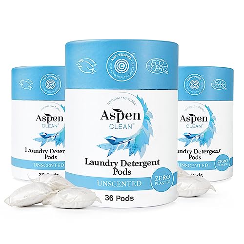 AspenClean Laundry Pods - Tough on Stains, EWG Verified, Vegan, Hypoallergenic - 36 Count