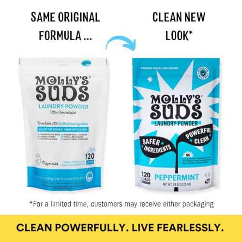 Molly's Suds Laundry Detergent Powder - Natural Stain Fighter for Sensitive Skin - 120 Loads