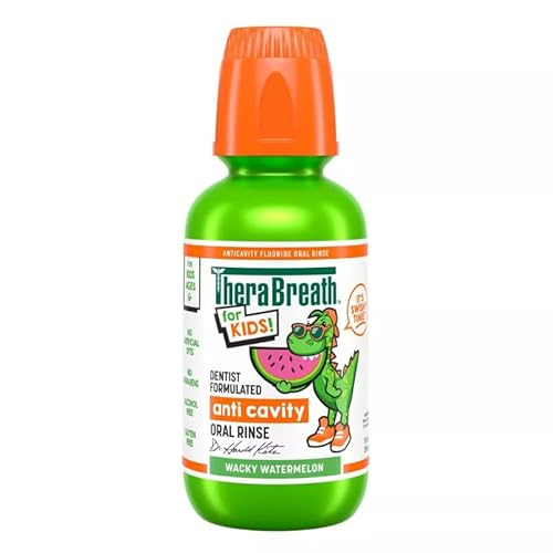 TheraBreath Kids Mouthwash - Anticavity Fluoride Formula, Organic Wacky Watermelon - 10 fl oz