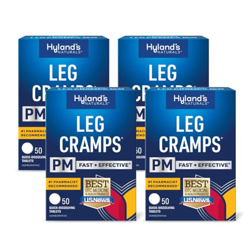 Hyland's Leg Cramps PM - Natural Nighttime Pain Relief, Quick-Dissolving Tablets - 50 Tablets x 4