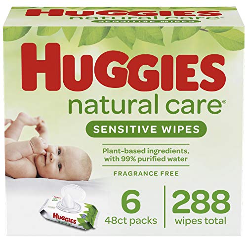 Huggies Natural Care Sensitive Baby Wipes - Gentle Clean, 99% Purified Water - 6 Packs, 48 Count