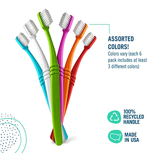 Preserve Toothbrush - Soft Bristles, Made from Recycled Plastic, 6 Count, Assorted Colors