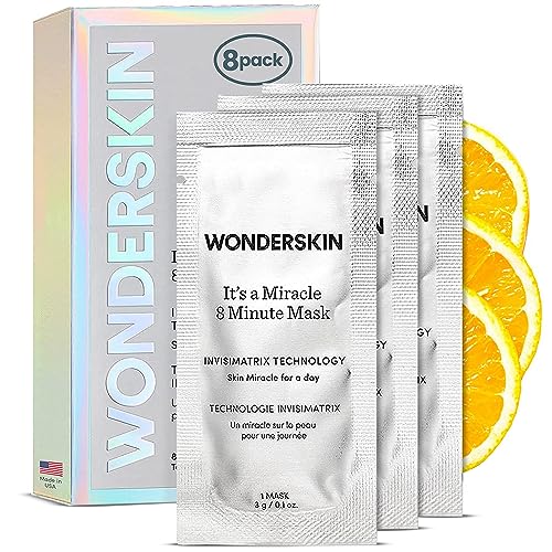 Wonderskin Hydrating Face Mask - Boosts Radiance, Packed with Vitamin C & Niacinamide - 8 Masks