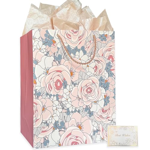 AMROSE Large Gift Set for Women - Durable Recyclable Paper, Vibrant Floral Design - 13"