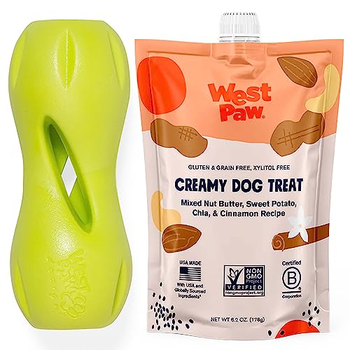 West Paw Dog Toy - Interactive Chew Puzzle with Nut Butter, Sweet Potato Flavor - 5.5"