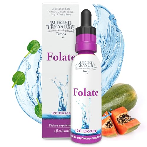 Buried Treasure Folate Drops - Supports Energy, Heart Health & Prenatal Care - 120 Servings