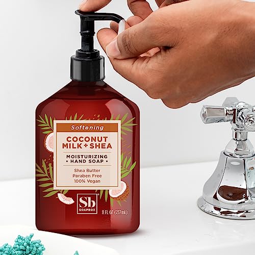 Soapbox Hand Soap - Moisturizing Coconut Milk & Shea, Vegan & Cruelty-Free - 6 Pack, 8oz Each