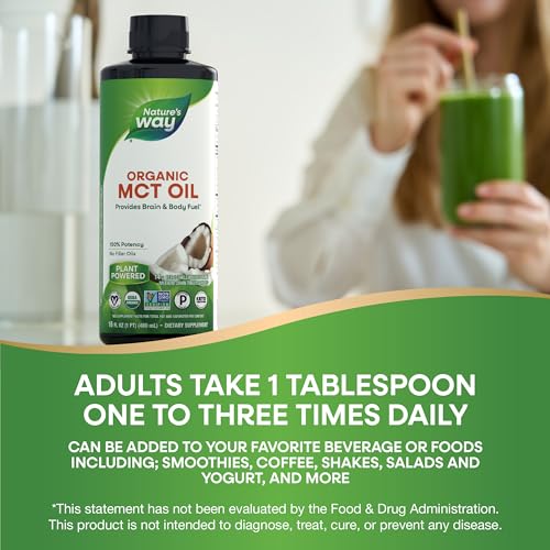 Nature's Way MCT Oil - Energy Boosting Coconut Oil, Non-GMO, Keto & Paleo Certified - 16 Fl Oz