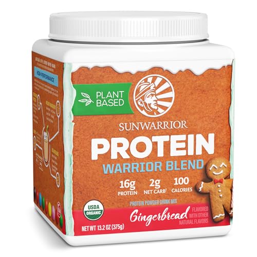 Sunwarrior Protein Powder - Plant-Based BCAAs, Gingerbread Flavor, Non-GMO, 30 Servings