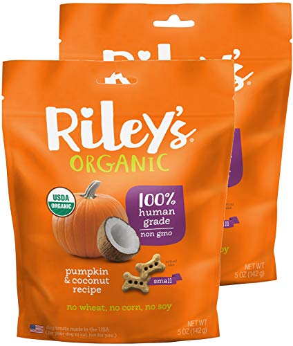 Riley's Organics Dog Treats - USDA Organic, Non-GMO, Supports Health - Pumpkin & Coconut 5oz