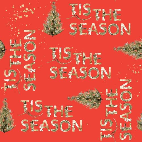 Waterleaf Paper Co. Gift Wrap - 100% Dissolvable, BoHo Tis The Season Design - 16 Sq Ft