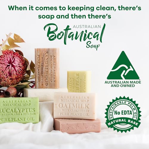 Australian Botanical Body Soap - Gentle Cleansing, Goat Milk & Organic Shea Butter - 7oz, 8 Bars