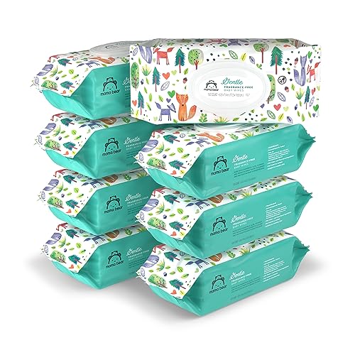 Mama Bear Gentle Baby Wipes - Hypoallergenic, Chamomile & Aloe, 800 Count (8 Packs of 100)