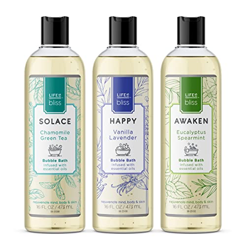 Life is Bliss Bubble Bath - Therapeutic & Nourishing with 3 Soothing Scents - 16 fl oz Each