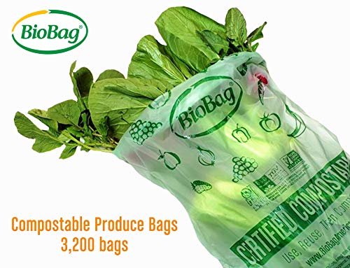 BioBag Compostable Produce Bags - Certified Compostable, GMO-Free, 3200 Bags, 11x17