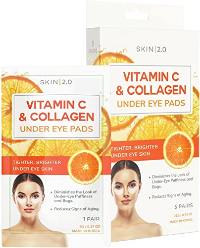 Skin 2.0 Vitamin C & Collagen Eye Pads - Brightens Dark Circles, Firms Skin - 5 Pairs