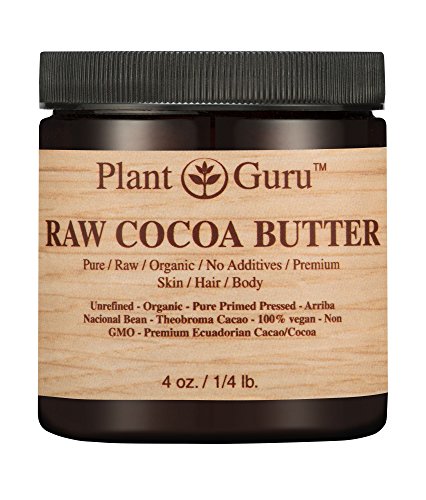 Raw Cocoa Butter Body Butter - 100% Pure, Organic, Non-GMO, Vegan - 4 oz for Skin & Hair