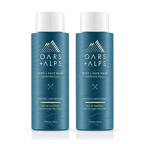 Oars + Alps Men's Body Wash - Moisturizing with Vitamin E & Antioxidants, Citrus Scent - 2 Pack