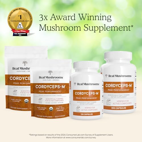 Real Mushrooms Cordyceps Powder - Energy & Immune Support, 100% Pure Organic - 60 Servings