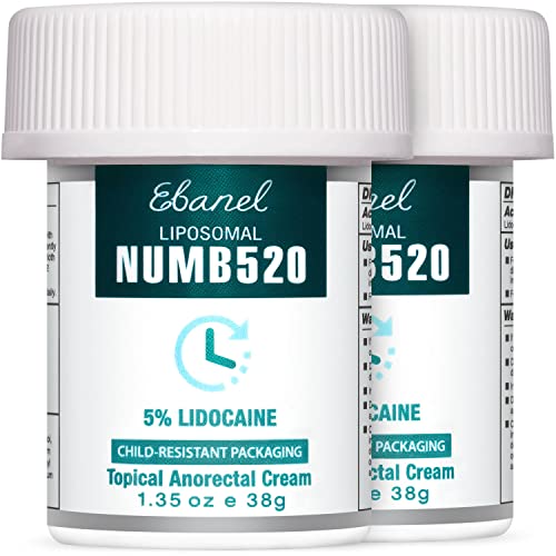 Ebanel 5% Lidocaine Numbing Cream - Fast Pain Relief, Hypoallergenic & Non-Greasy - 2-Pack