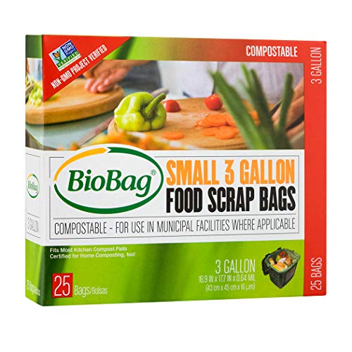 BioBag Compost Bag - 100% Certified Compostable, Fits Most Kitchen Bins - 3 Gallon, 300 Count