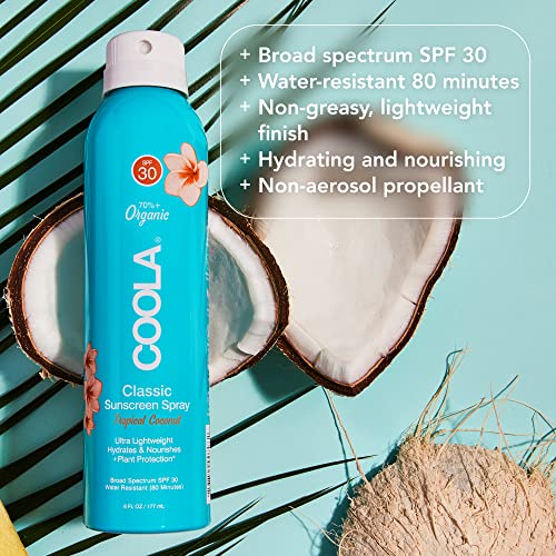 COOLA Organic Sunscreen SPF 30 - Hydrating, Antioxidant-Rich, Tropical Coconut - 6 Fl Oz