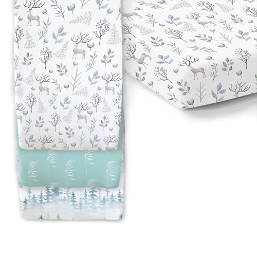 Cambria Baby Organic Cotton Crib Sheet & Changing Pad Covers - Soft, Durable, Non-Toxic - 28x52"