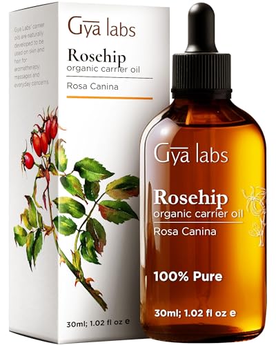 Gya Labs Organic Rosehip Oil - Hydrates Skin, Restores Hair, 100% Natural, 1 fl oz