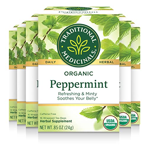 Traditional Medicinals Organic Peppermint Tea - Soothes Belly, Refreshing Minty Flavor - 96 Bags