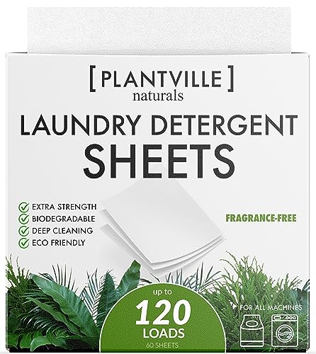 Plantville Laundry Detergent Sheets - Powerful Stain Removal, Biodegradable, Fresh Scent - 30 Sheets