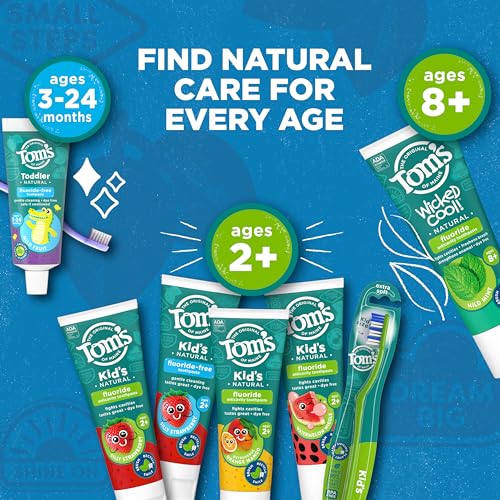 Tom's of Maine Children's Toothpaste - Fluoride-Free, Natural Strawberry Flavor - 3 Pack, 5.1oz