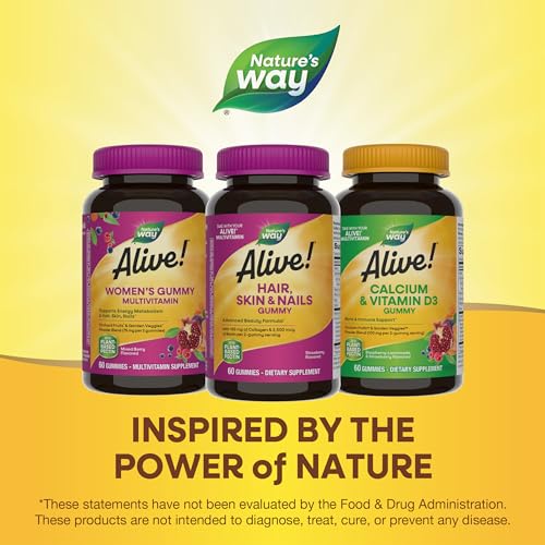 Nature's Way Alive! Hair Treatment - Supports Hair, Skin & Nails with Biotin & Collagen - 60 Gummies