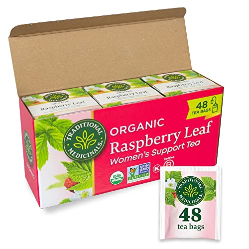 Traditional Medicinals Raspberry Leaf Tea - Eases Cramps, Supports Pregnancy - 48 Bags, Organic