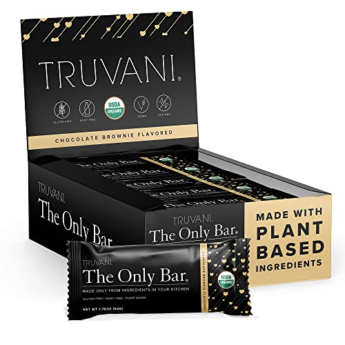 Truvani Plant-Based Protein Bar - USDA Organic, Vegan, Gluten-Free, 7g Protein - 12 Pack